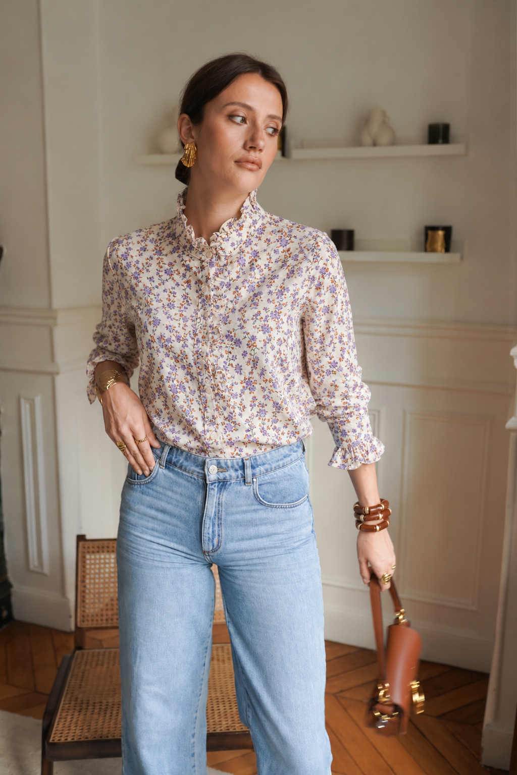 Tilly purple flower blouse