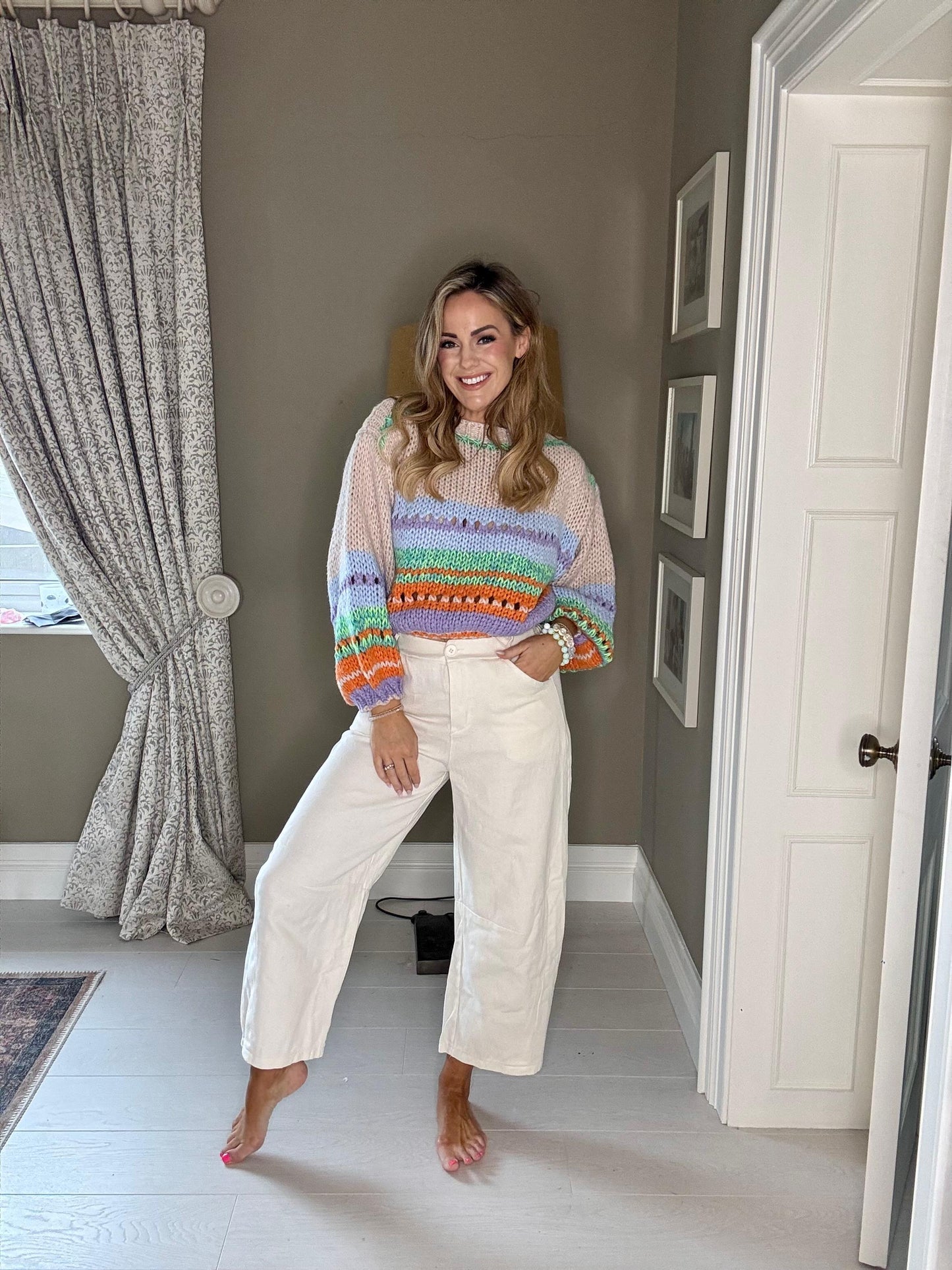 Maddie neon green and taupe jumper