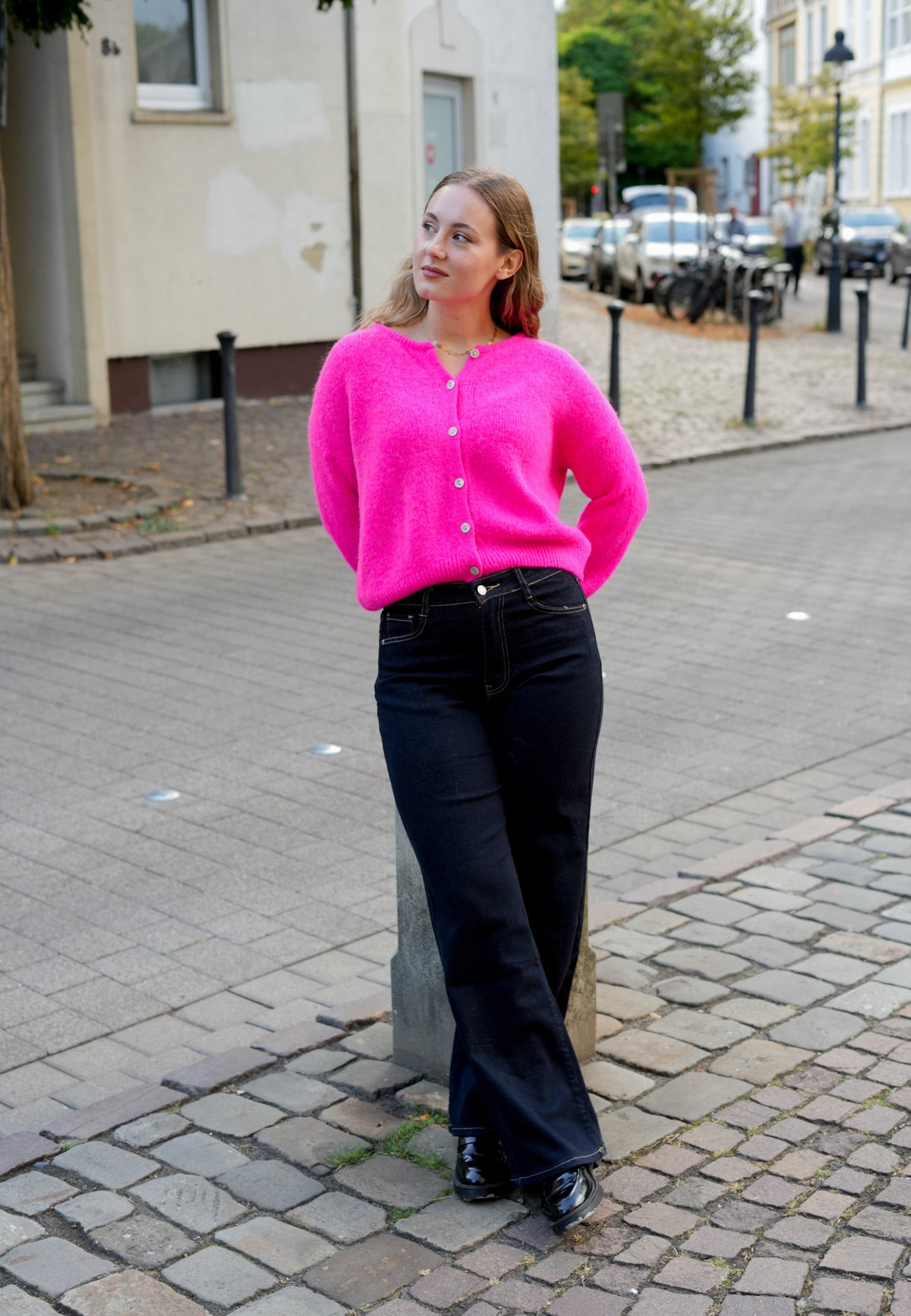 Harriet neon pink alpaca cardigan