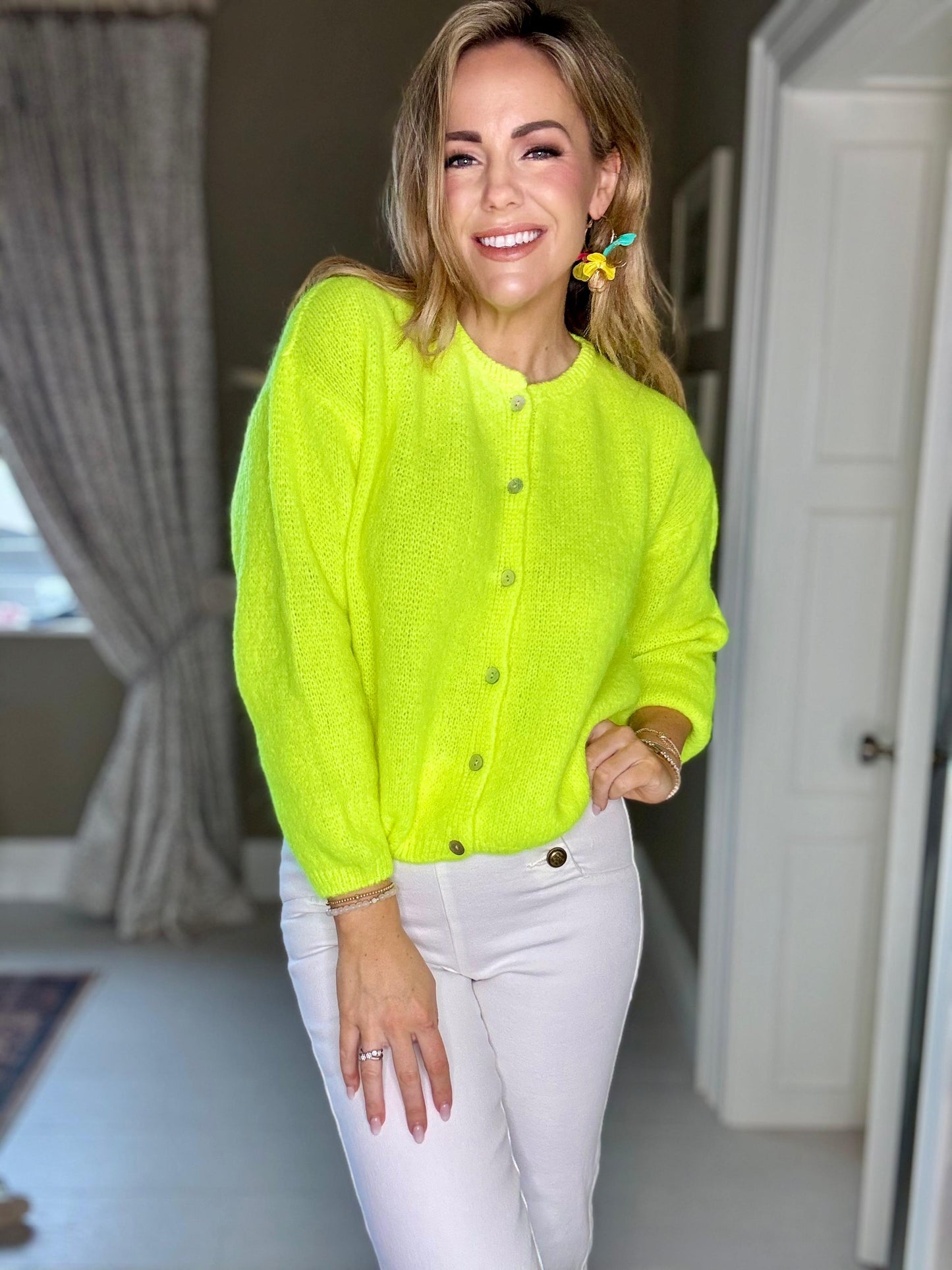 Riley mohair neon yellow cardigan