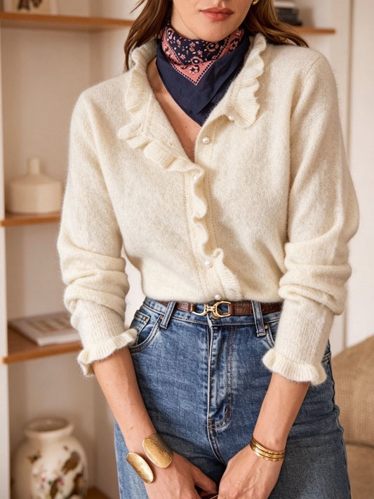 Florence ivory pearl button cardigan