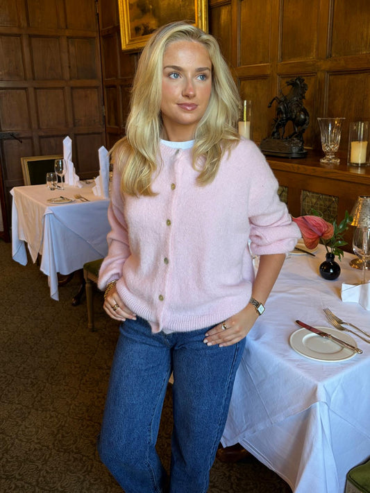 Harriet baby pink alpaca cardigan