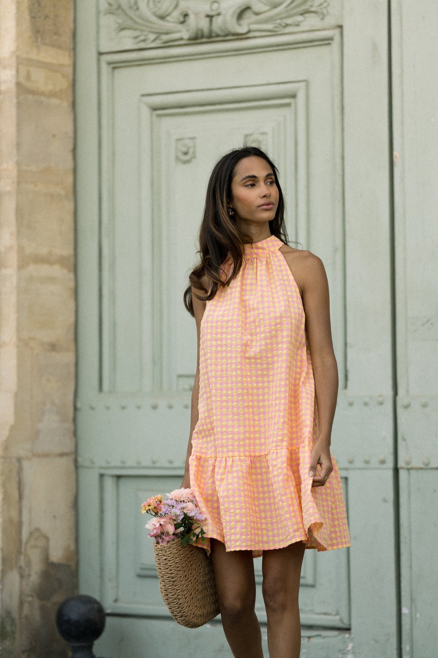 Suzy gingham bow back dress