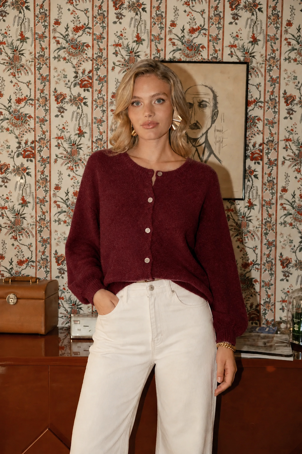 Harriet burgundy alpaca cardigan