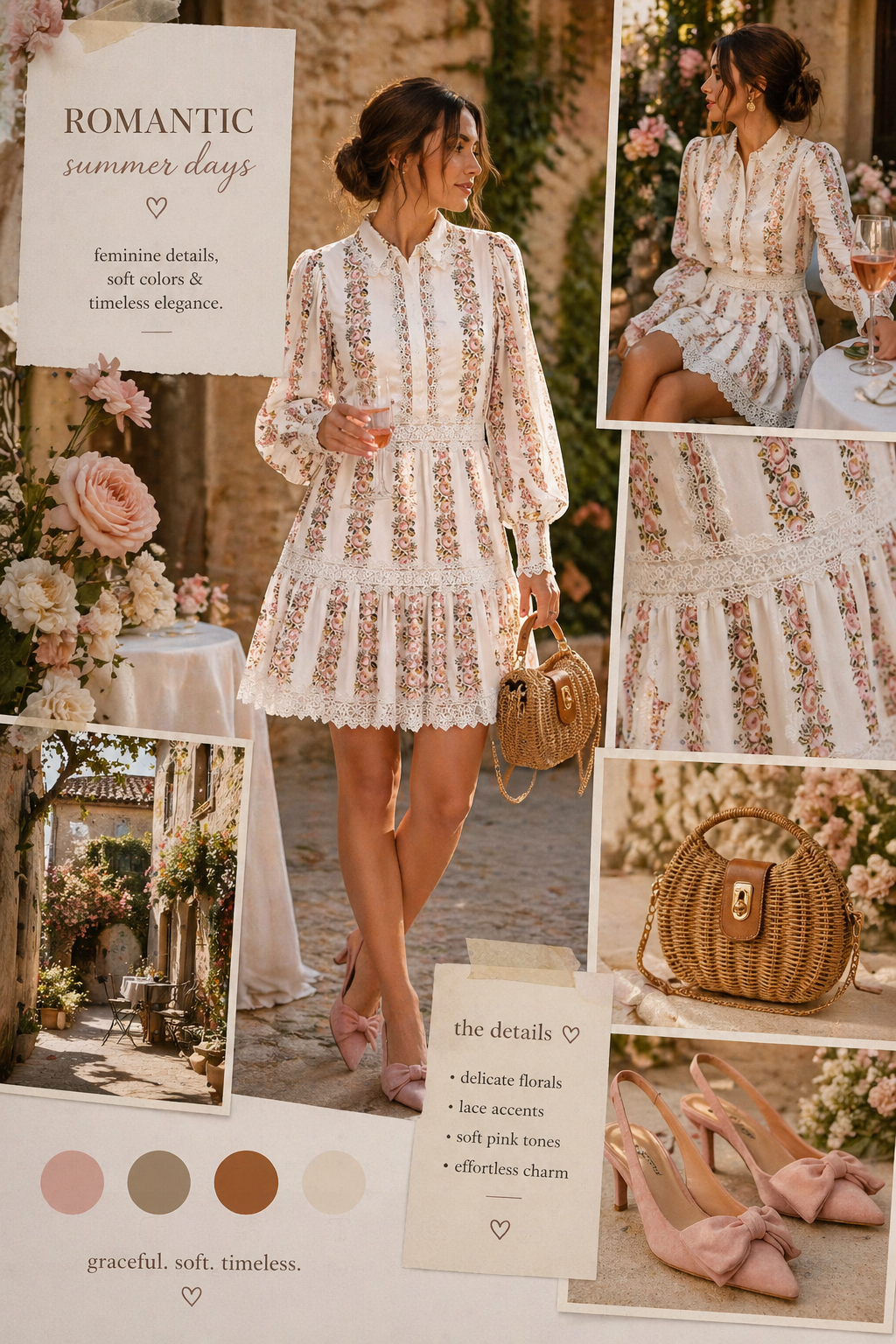 YASPETREA lace tiered floral dress