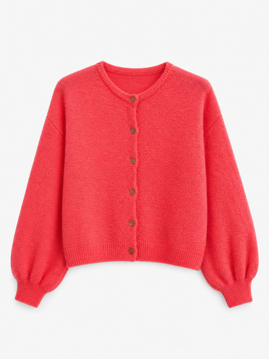 Harriet neon coral alpaca cardigan