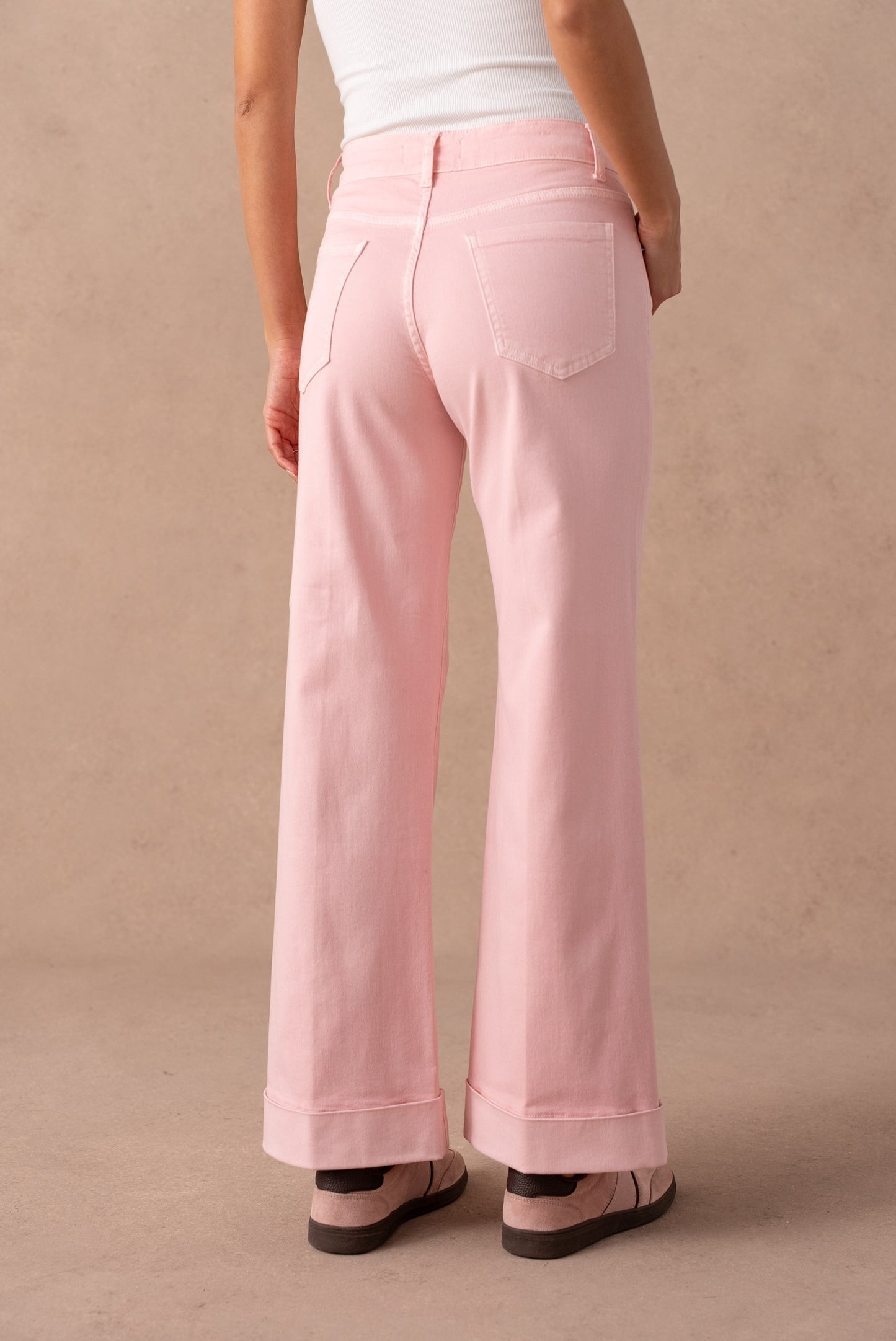 Aoife pink wide leg turn up jeans
