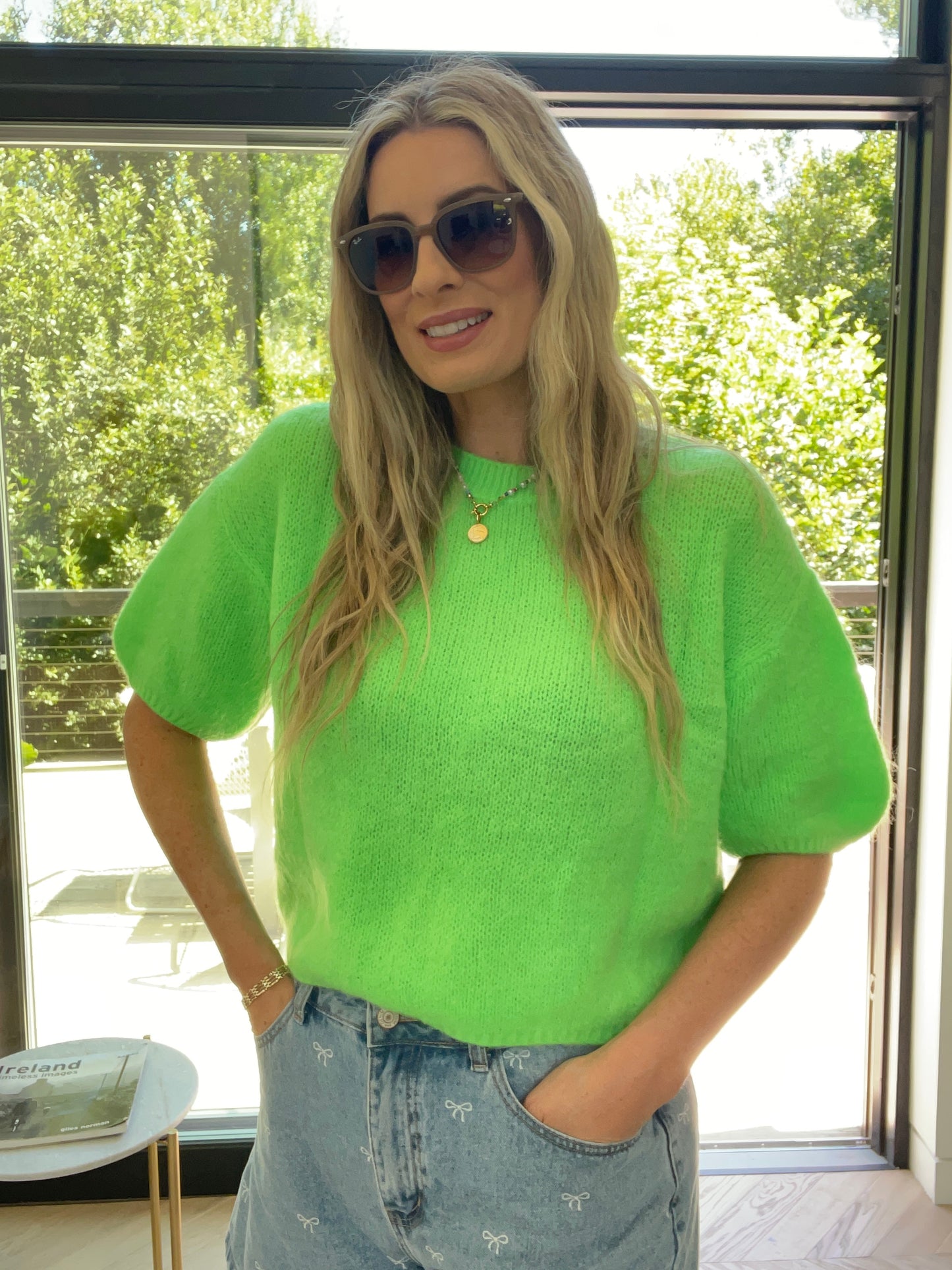 Lottie neon green mohair jumper