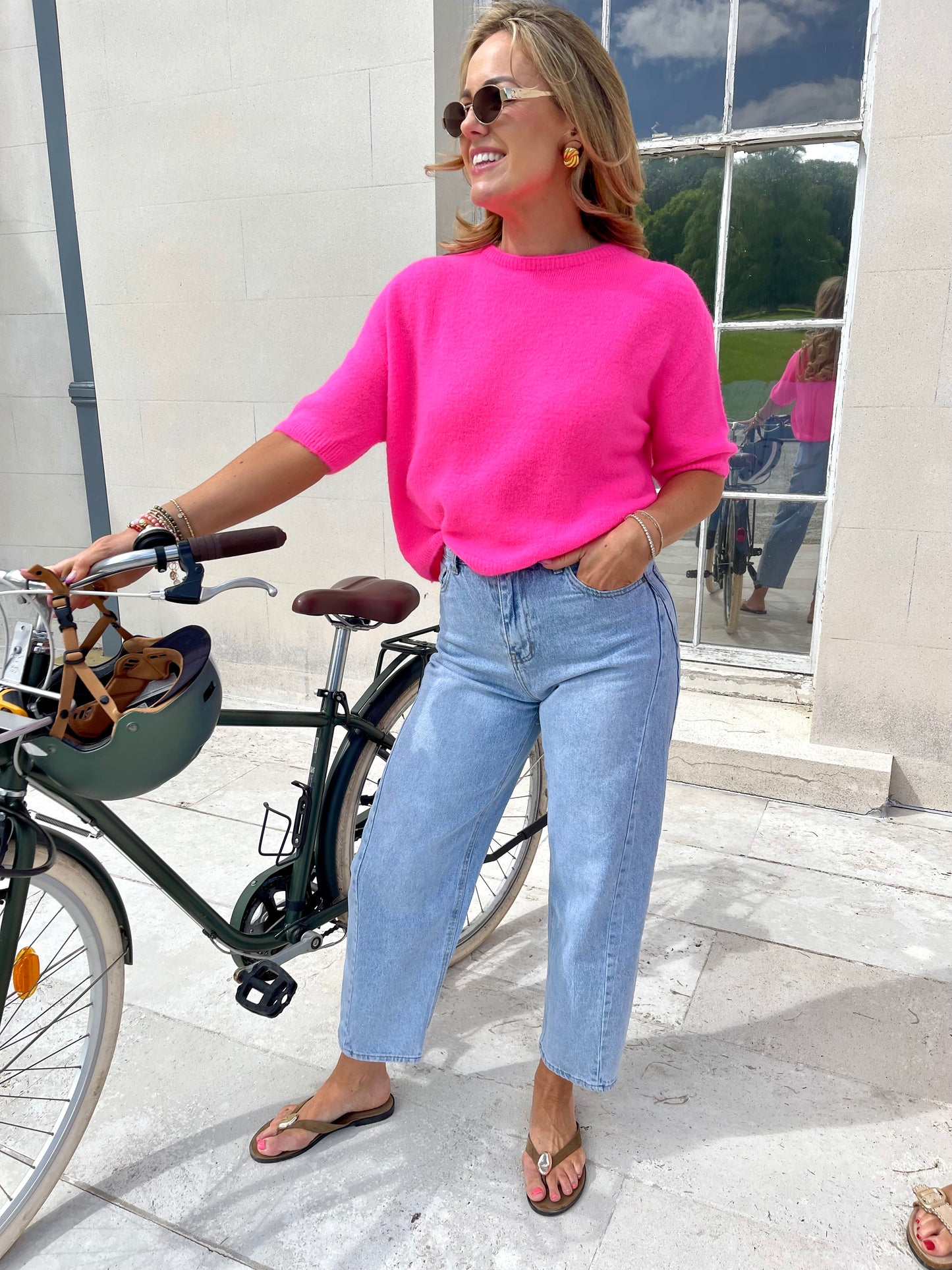 Lottie neon pink short sleeve alpaca jumper