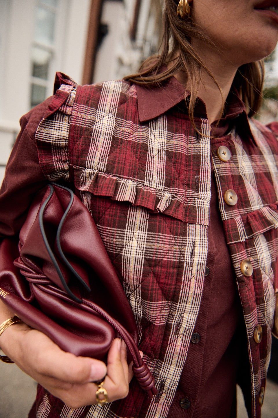 Billie tartan frill sleeve gilet