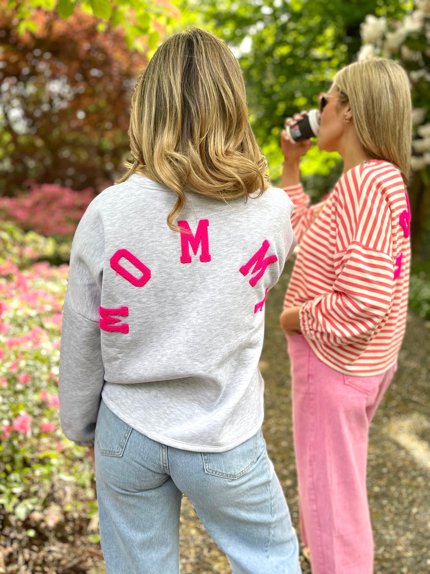 Mommy hot pink grey sweatshirt