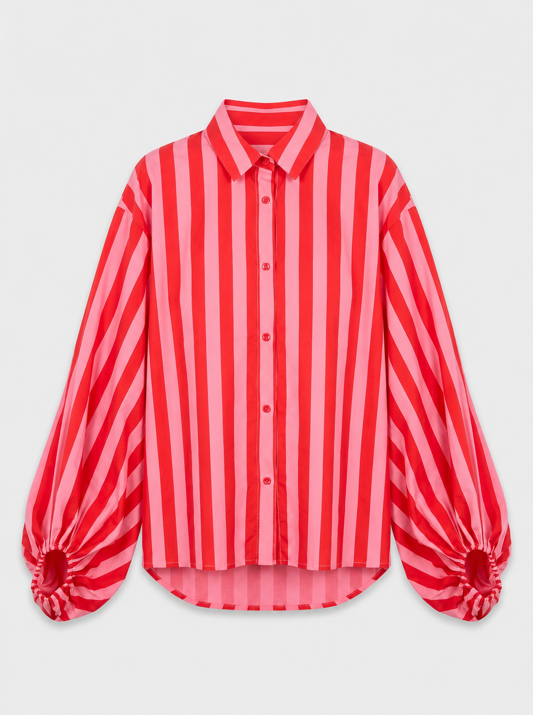 Lara red and pink stripe skirt and blouse set