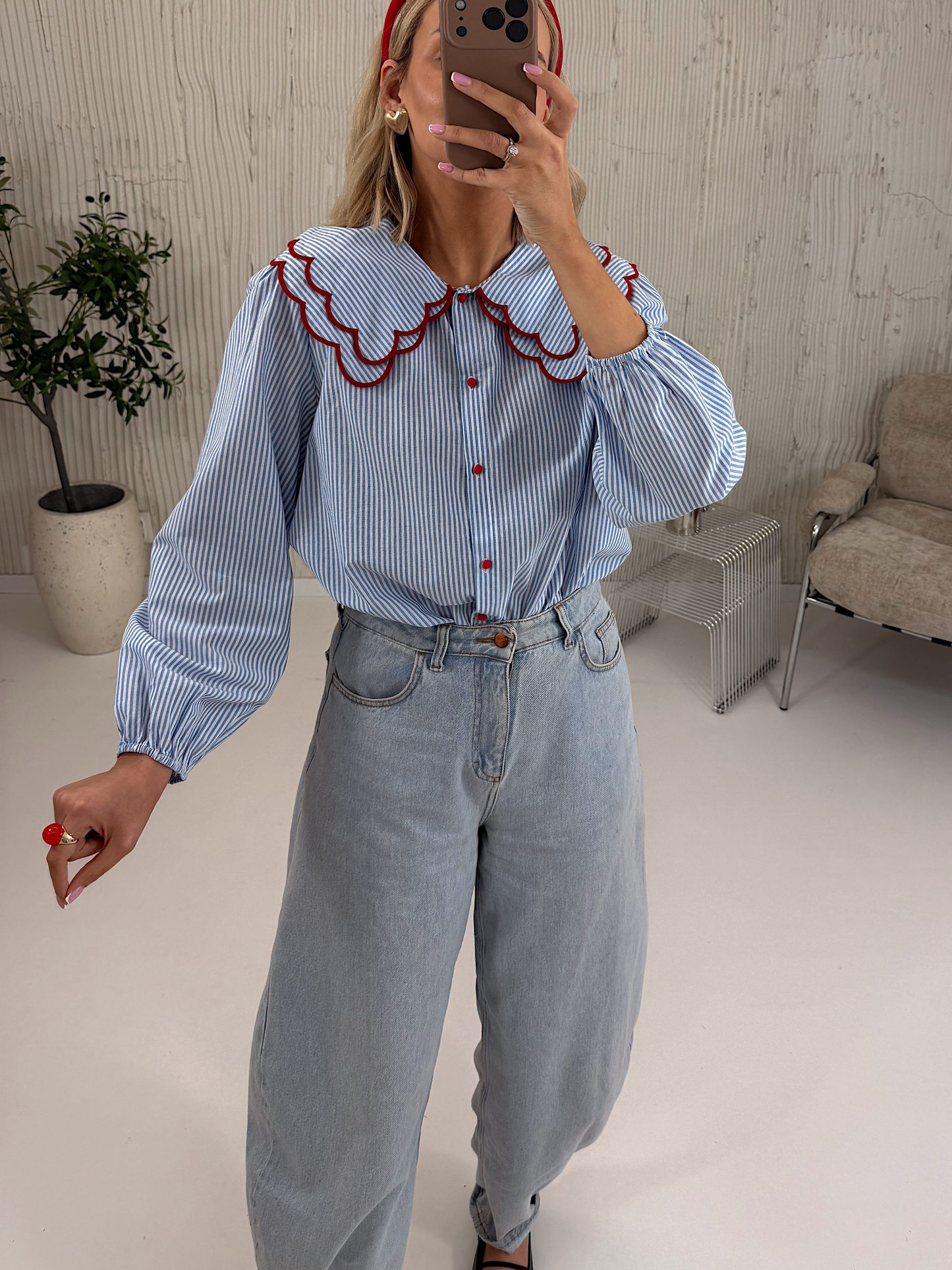 Sally blue stripe Peter Pan collar shirt