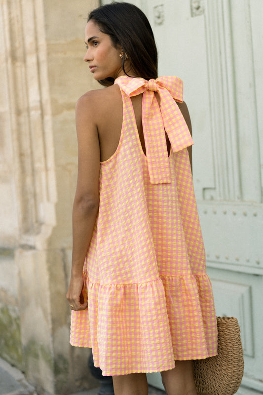 Suzy gingham bow back dress