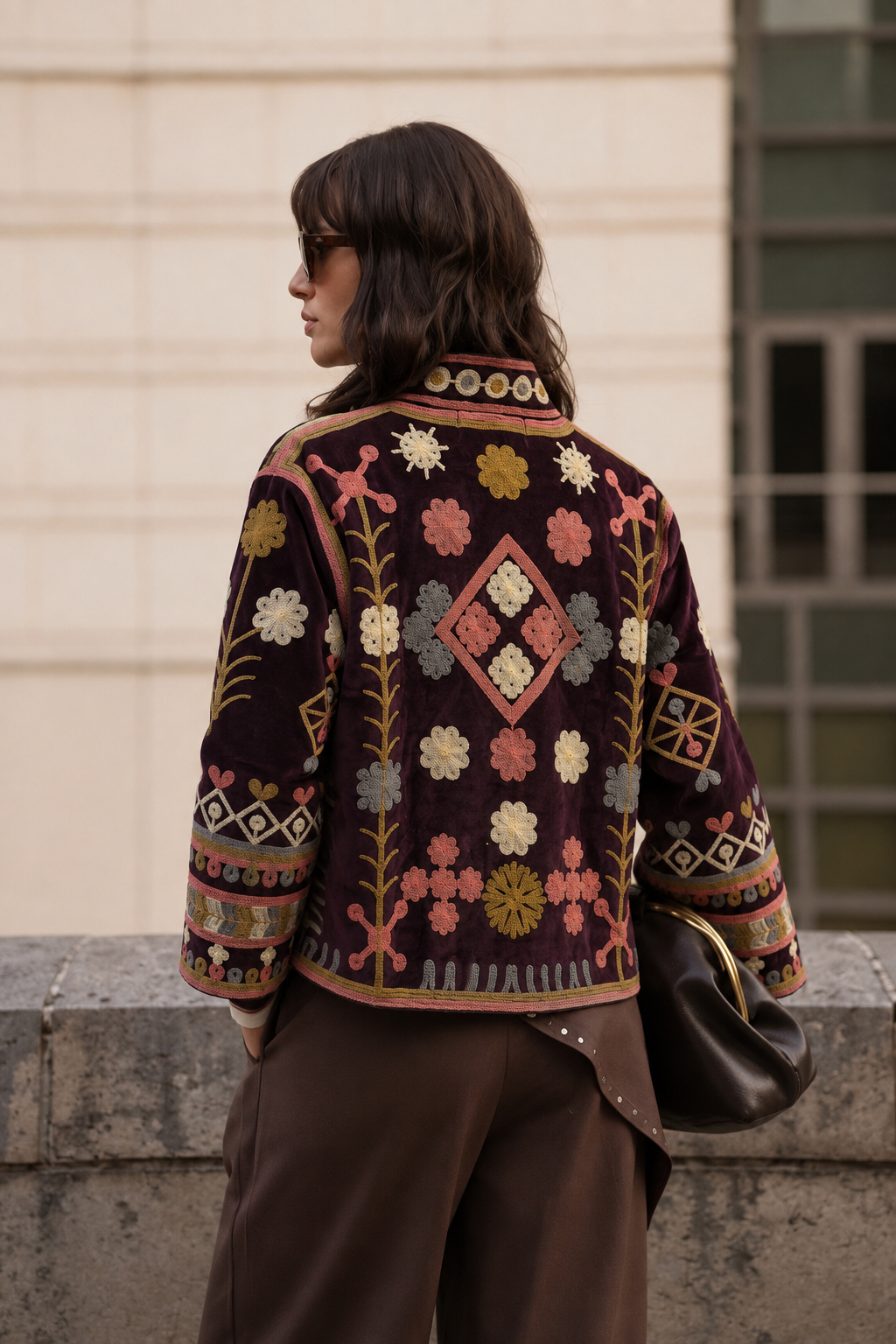 Suzani burgundy embroidered jacket