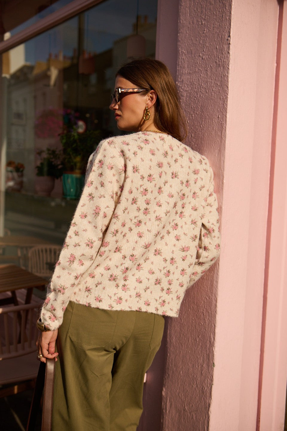 Amelia pink floral button cardigan