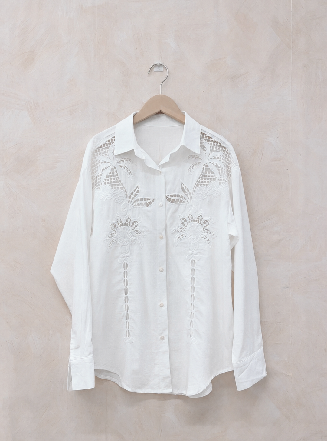 Louise white palm tree embroidered shirt