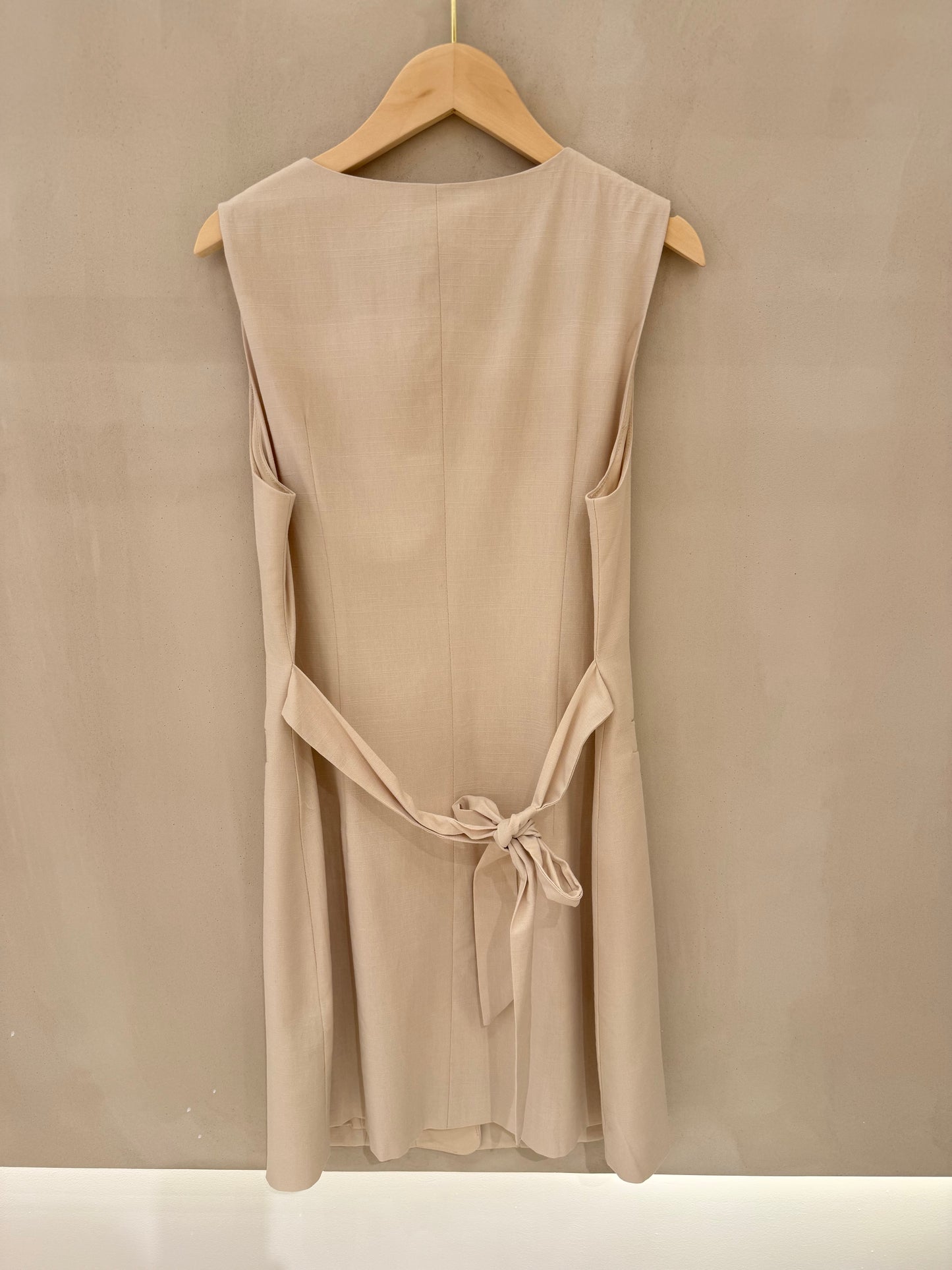 Mandy beige shift dress gold buttons