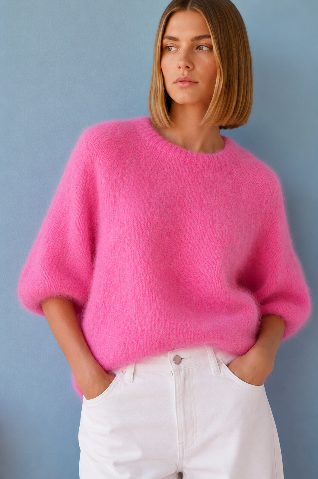 Quinn 80% mohair candy pink jumper