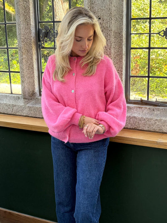 Harriet bubblegum pink alpaca cardigan