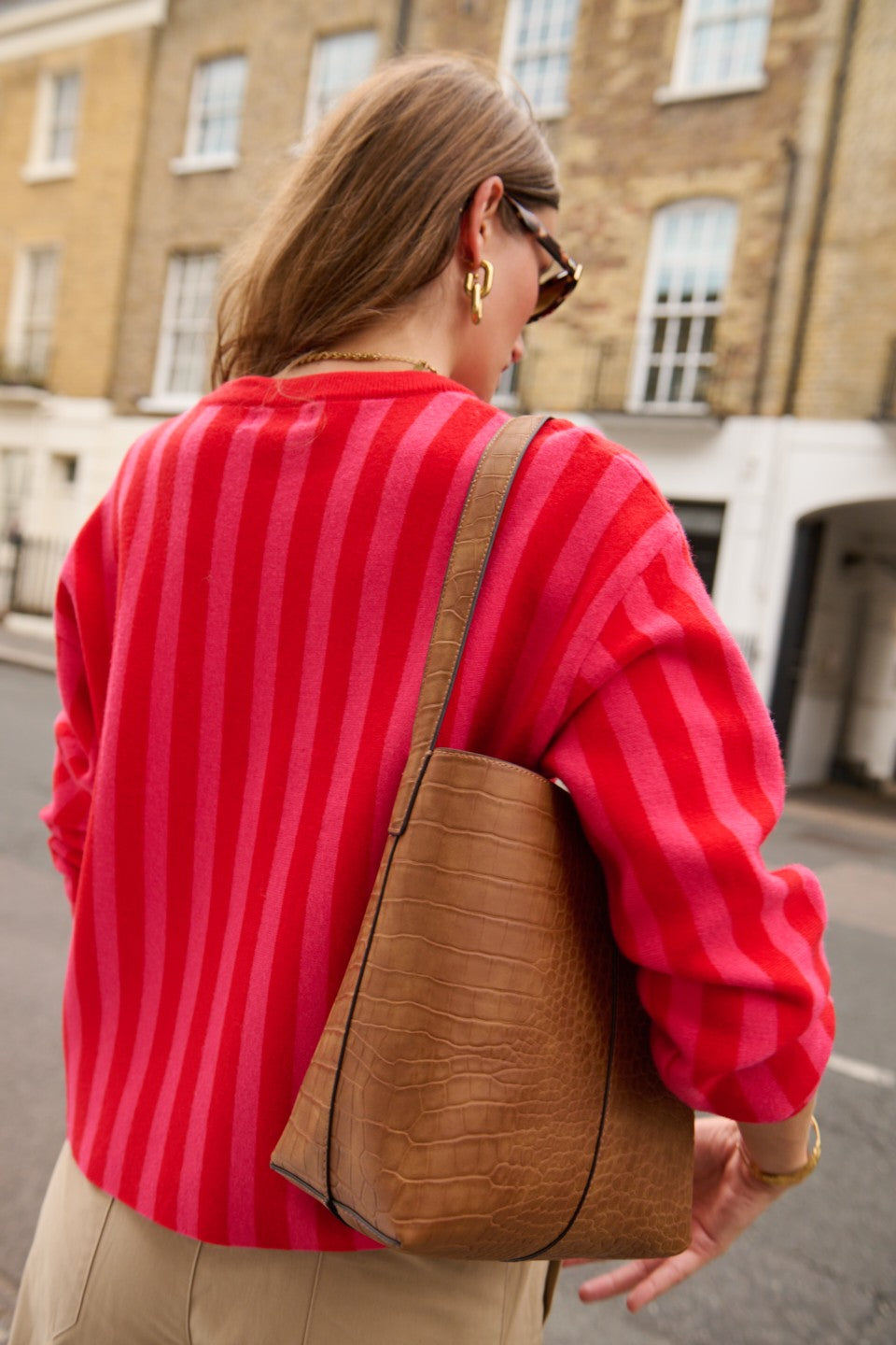 Cara pink and red stripe jumper
