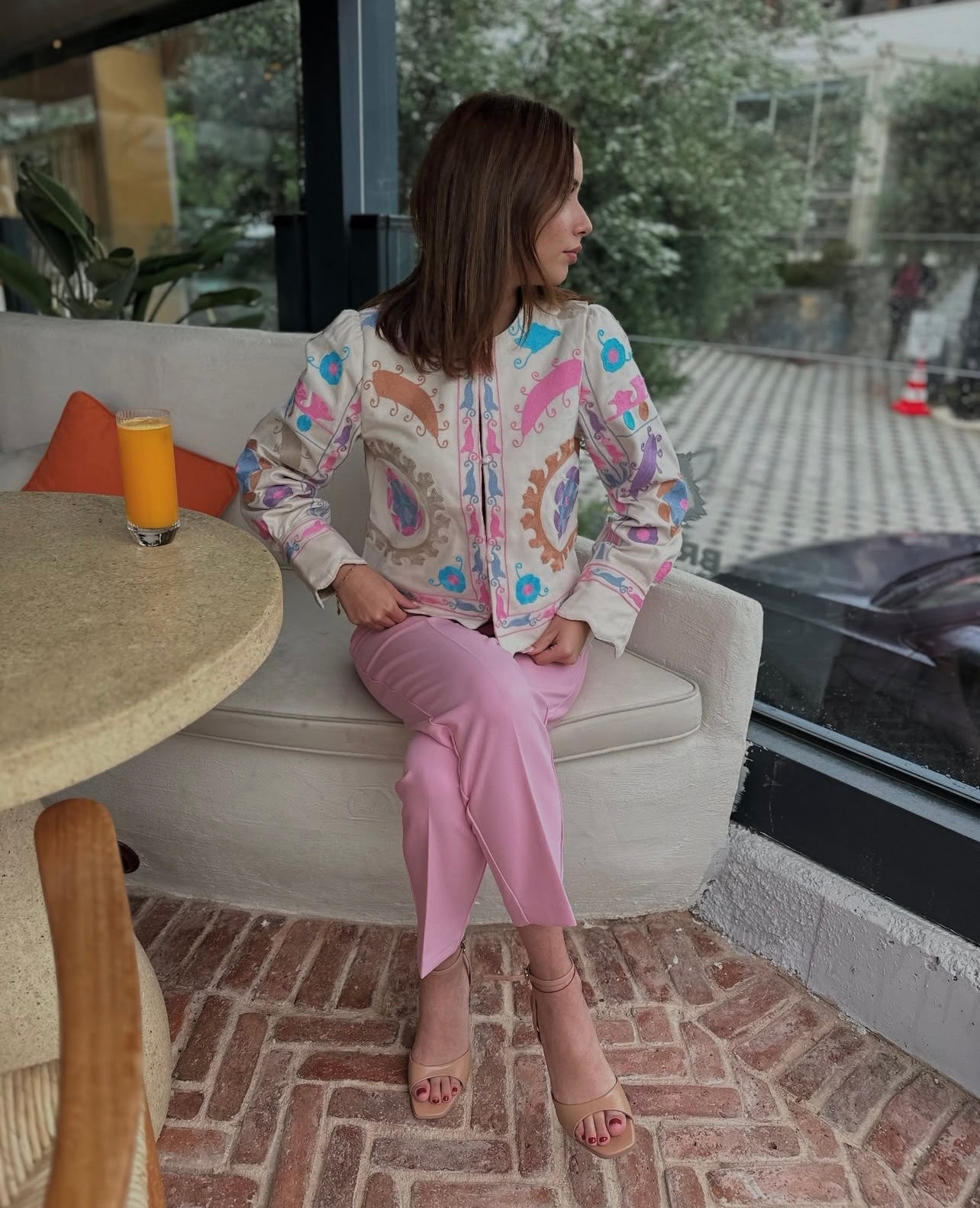 Christie pink floral embroidered jacket