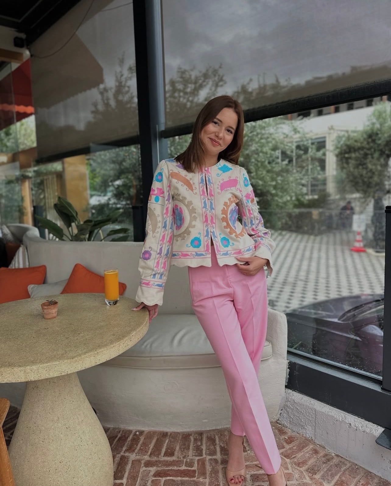 Christie pink floral embroidered jacket