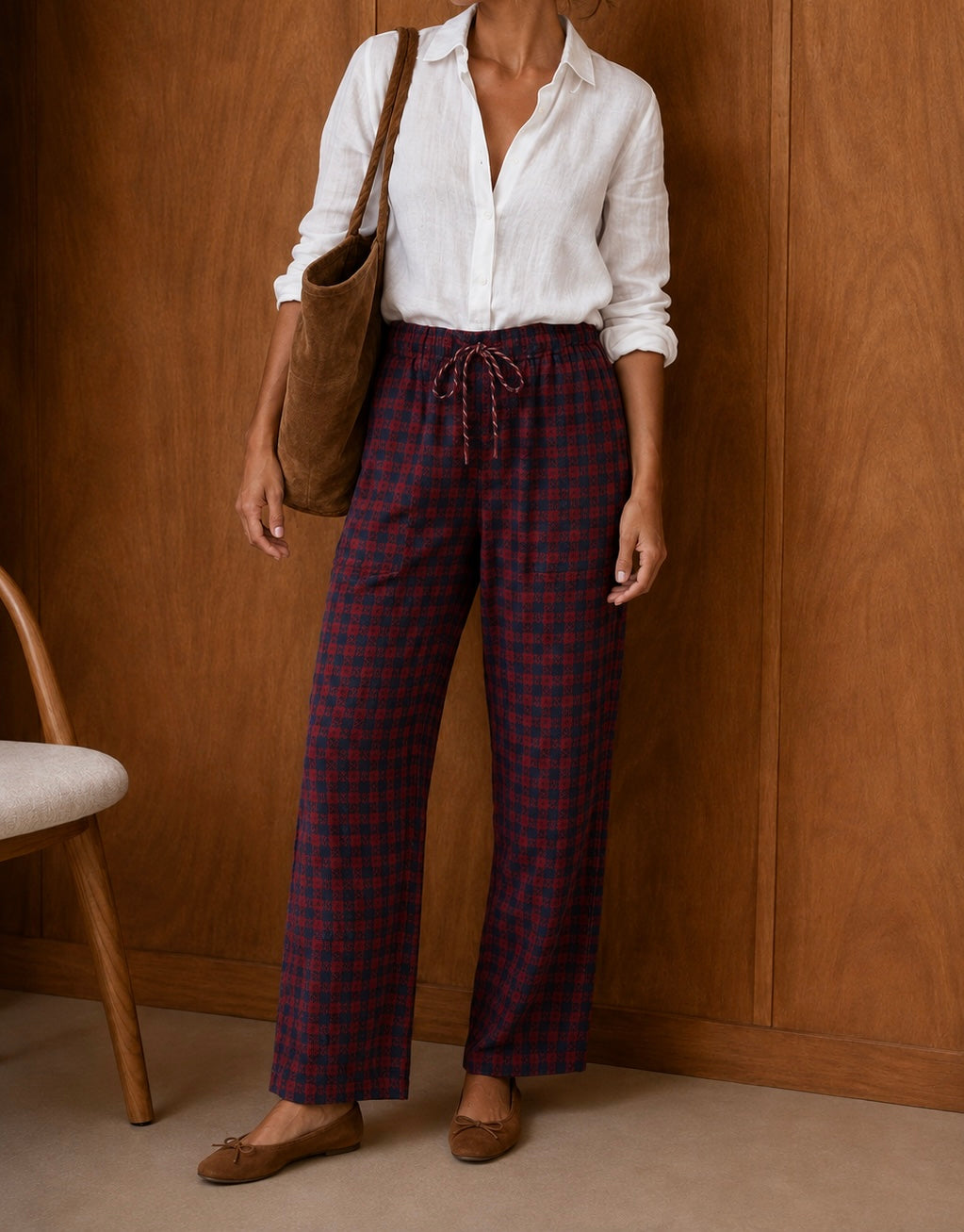 Erica gingham burgundy trousers