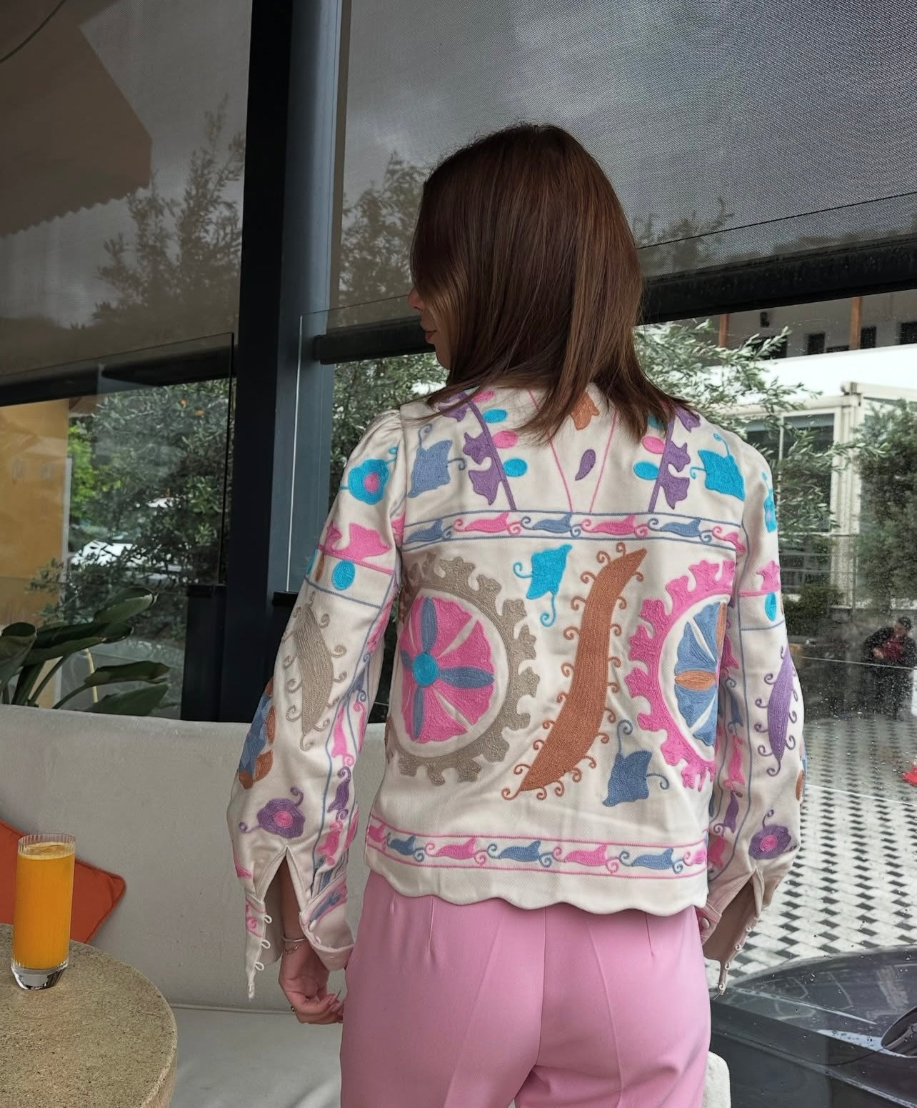 Christie pink floral embroidered jacket