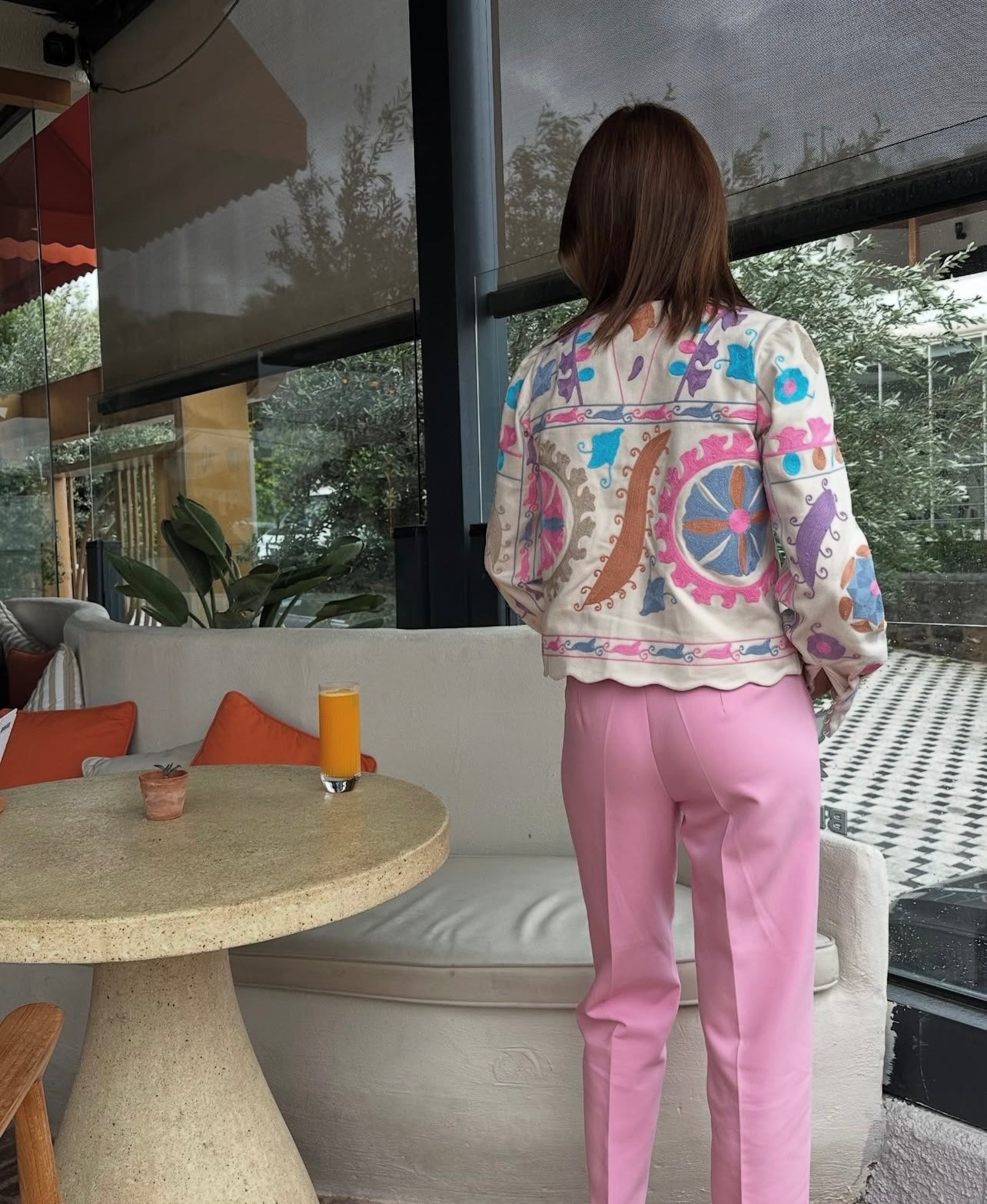 Christie pink floral embroidered jacket