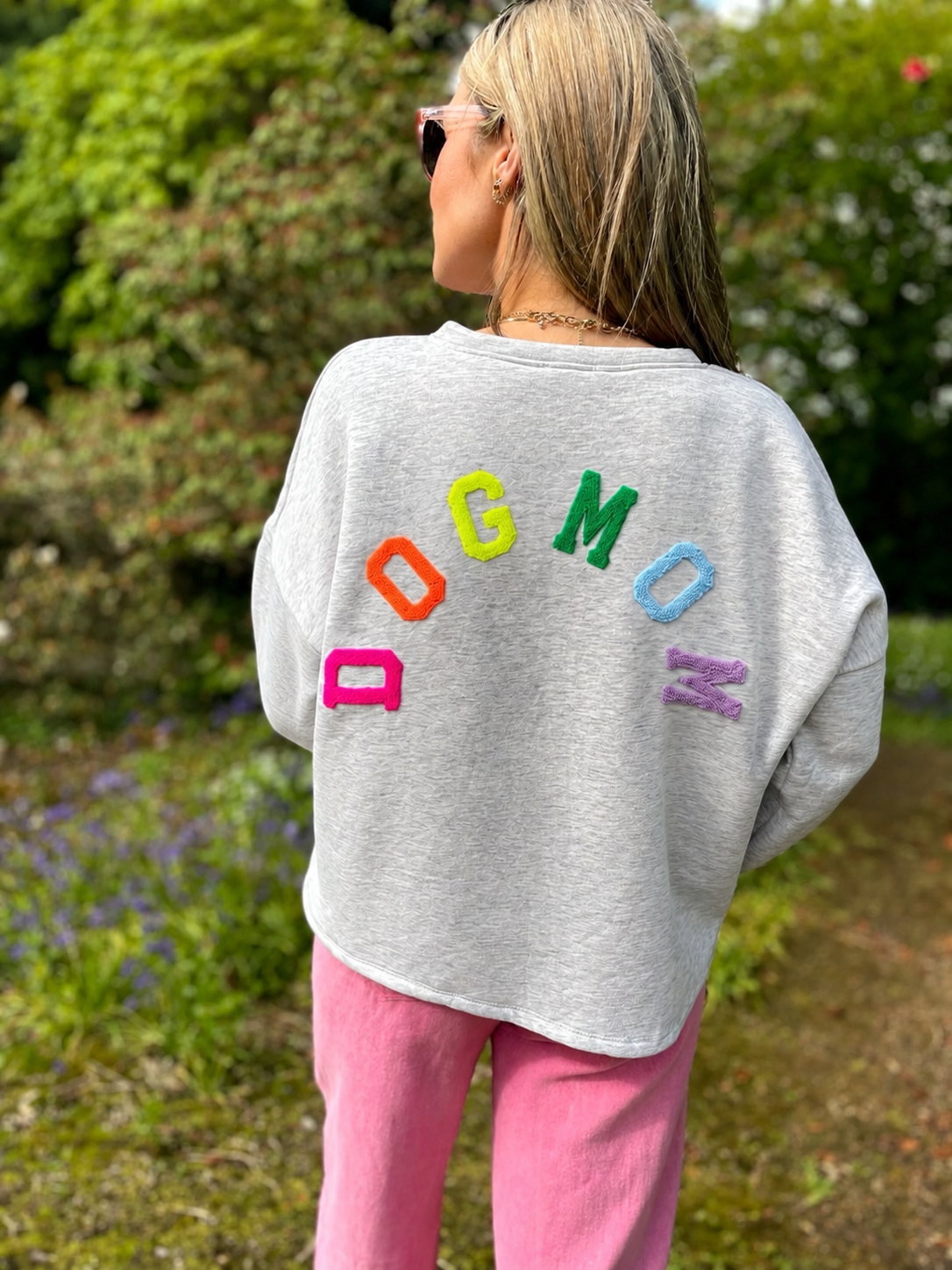 Dog Mom rainbow grey sweatshirt