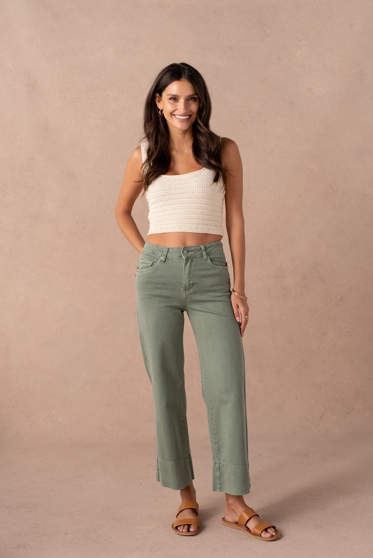 Fran khaki wide leg jeans