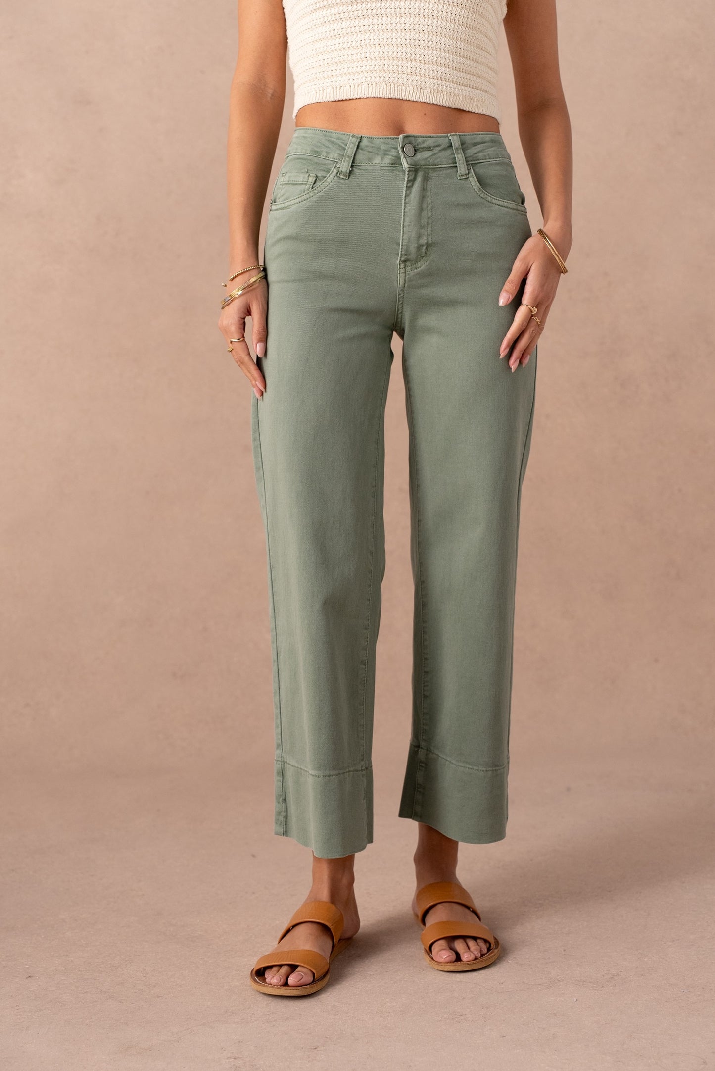 Fran khaki wide leg jeans