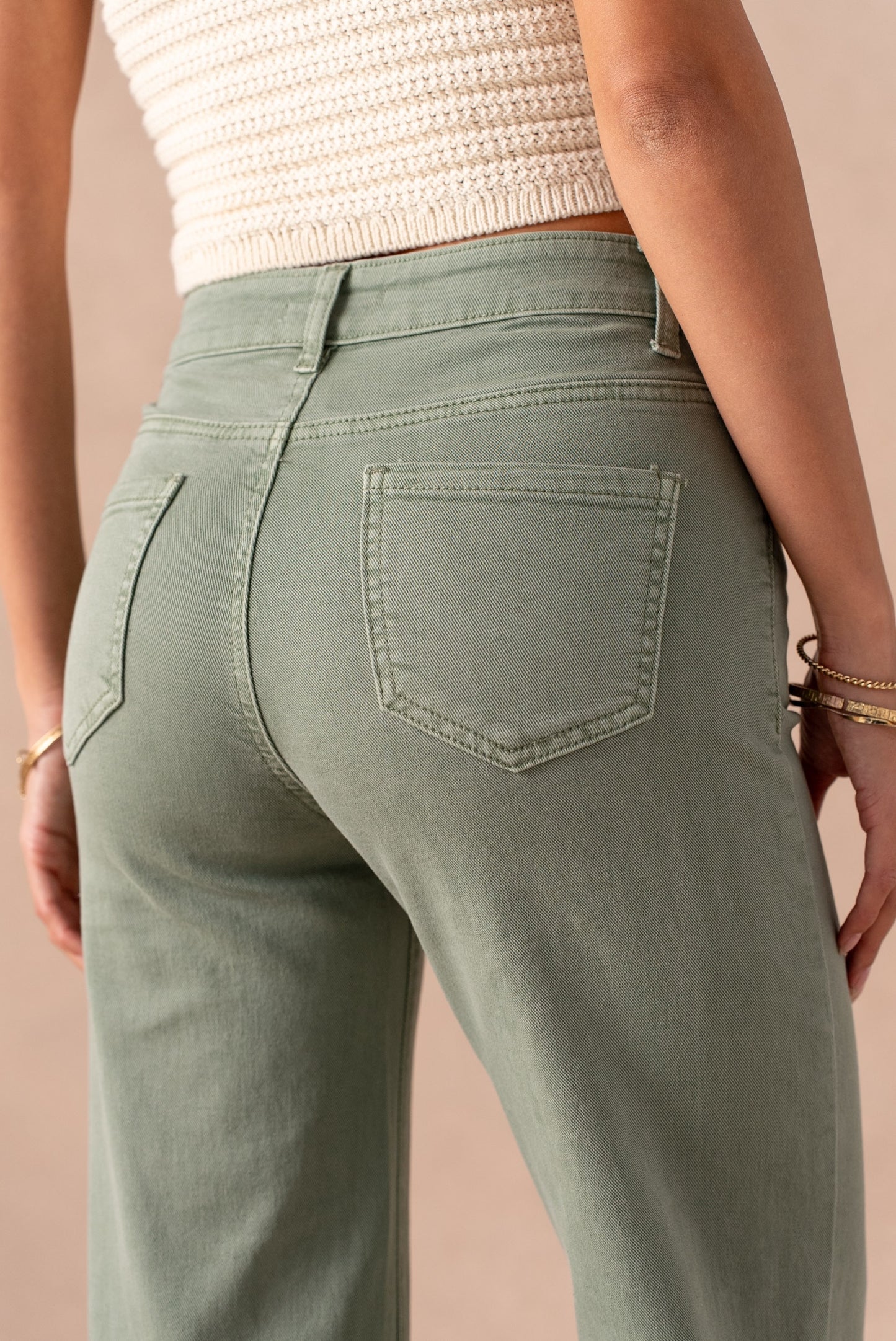 Fran khaki wide leg jeans