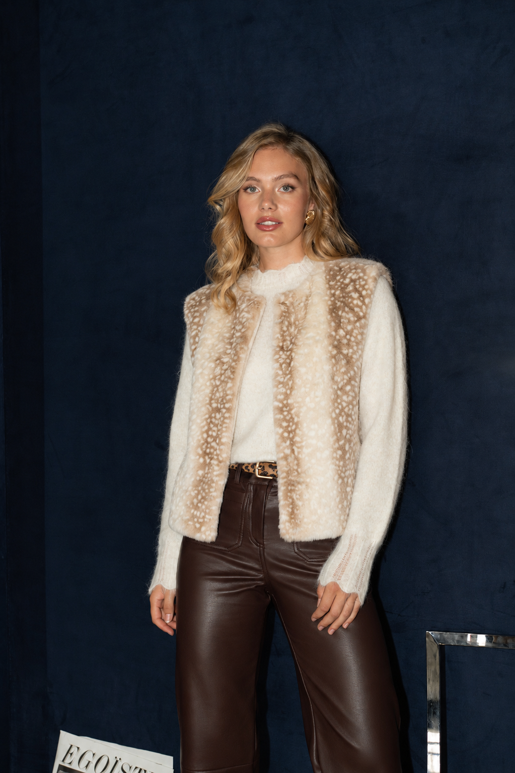 Beth Bambi print fur gilet