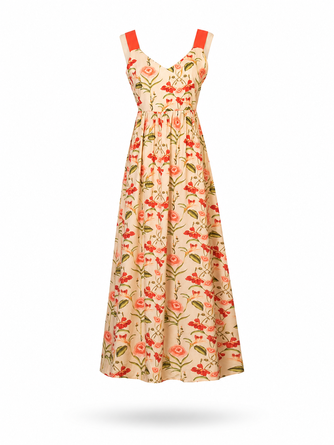Marilyn floral bow tie back long dress