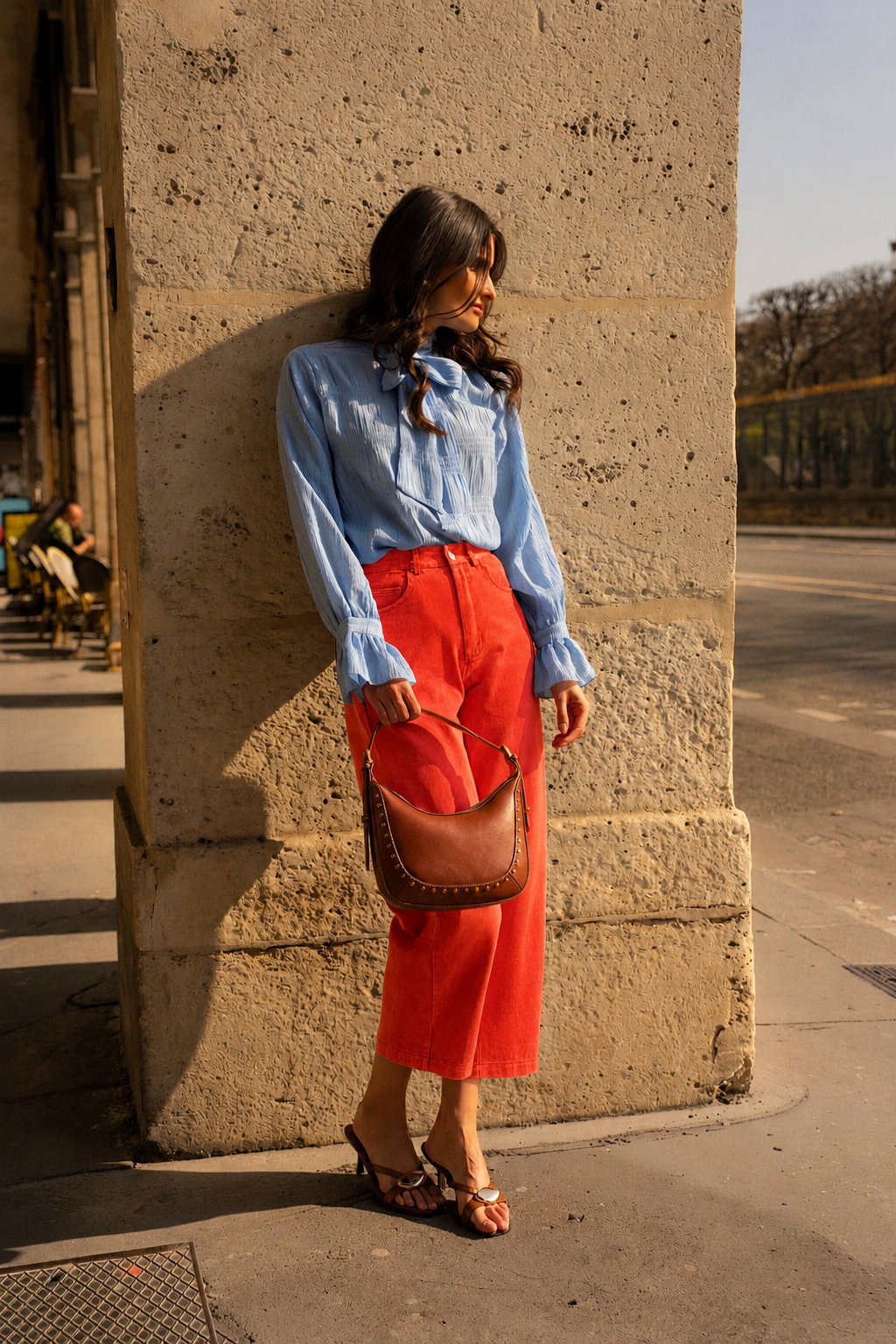 Odette coral orange balloon barrel Jeans