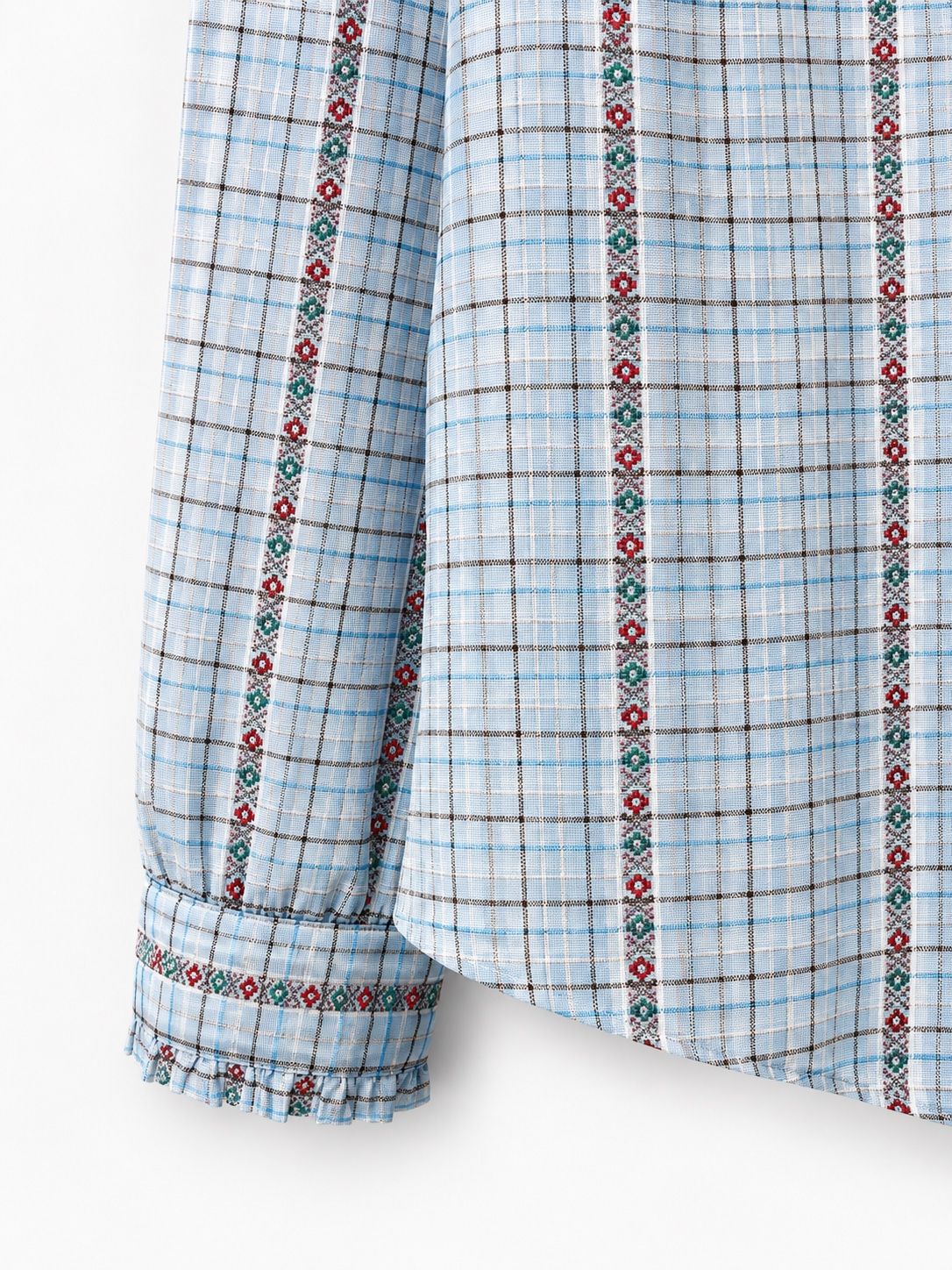 Marie folk print blue Peter Pan blouse
