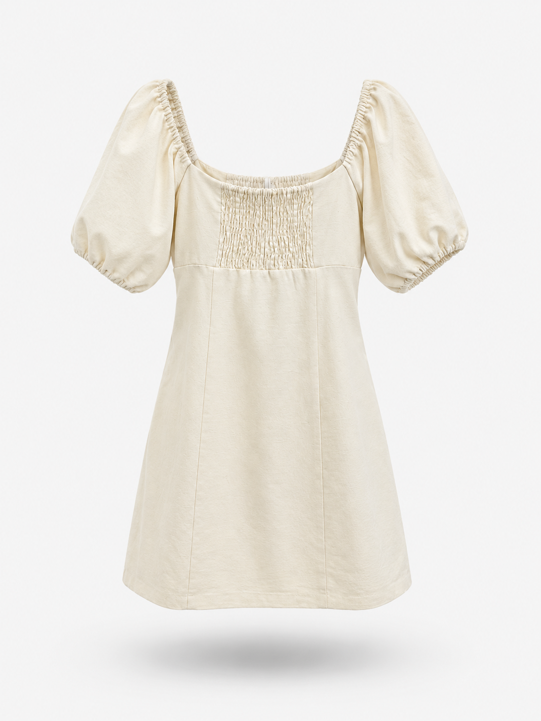Lobster clasp beige puff sleeve mini dress