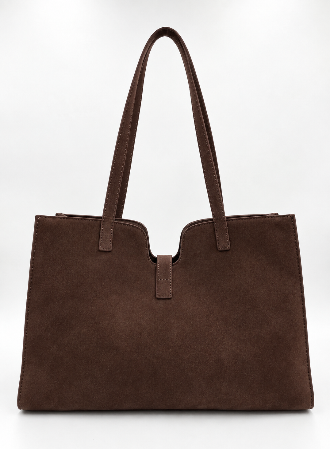 Faux suede chocolate brown handbag