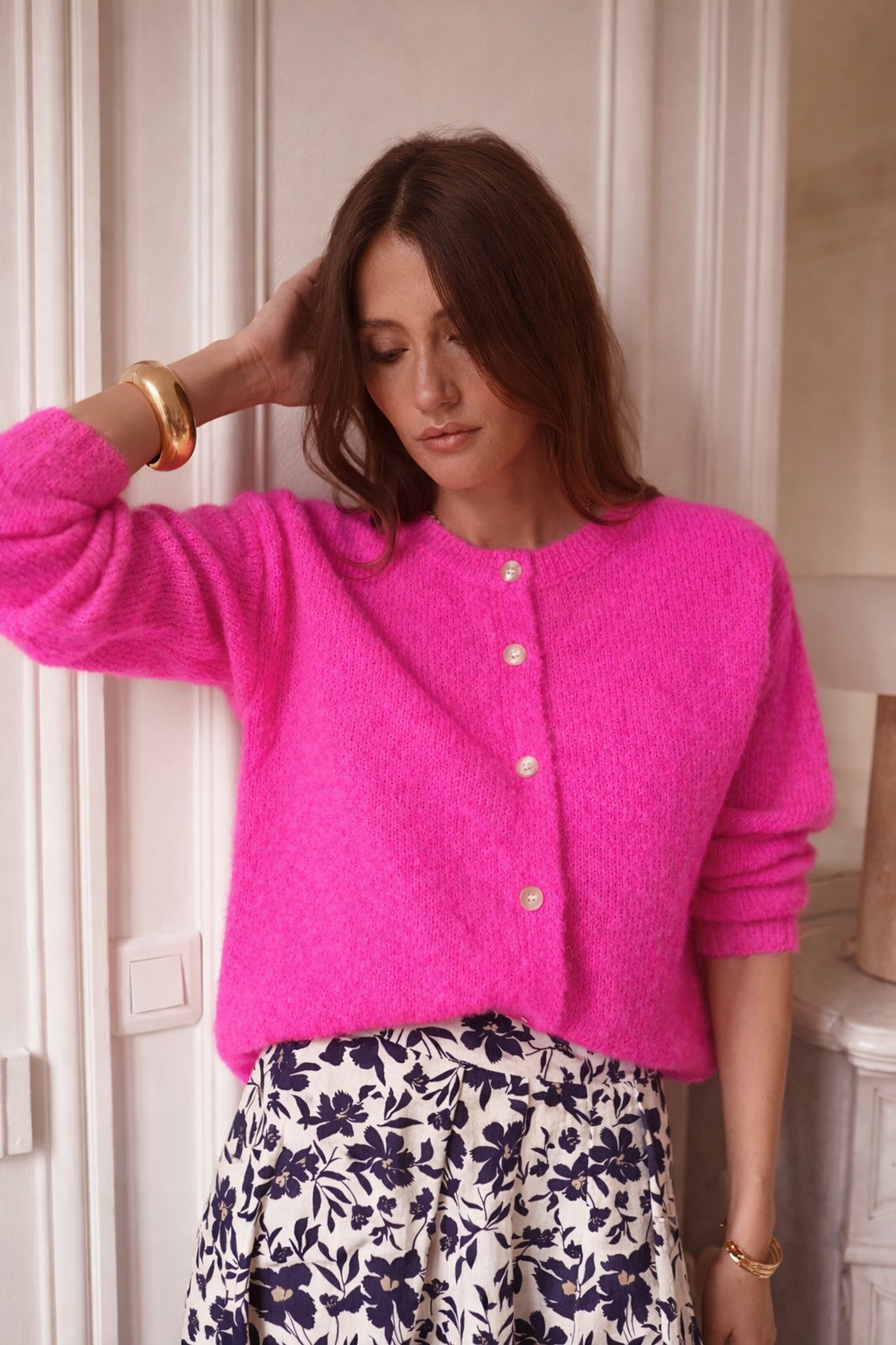 Harriet neon pink alpaca cardigan