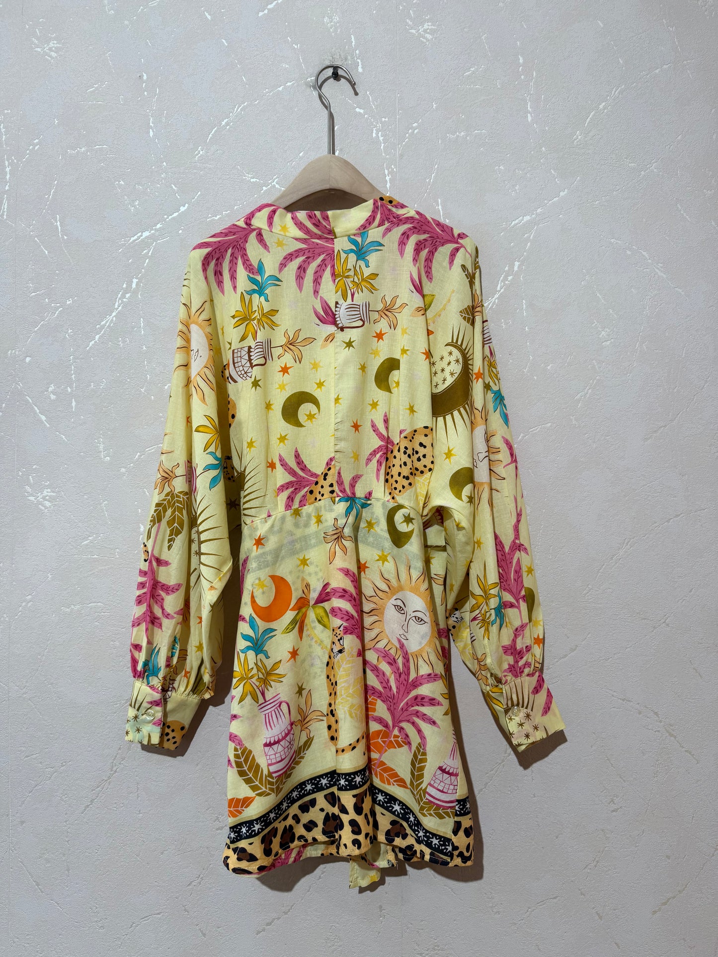 Lillie yellow leopard print tropical wrap dress