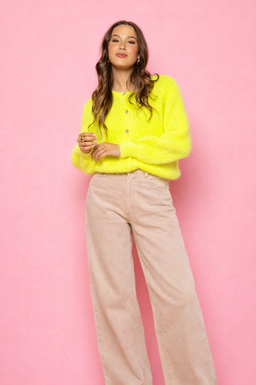 Harriet neon yellow alpaca cardigan