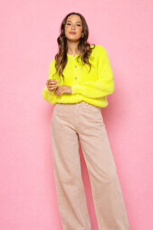 Harriet neon yellow alpaca cardigan