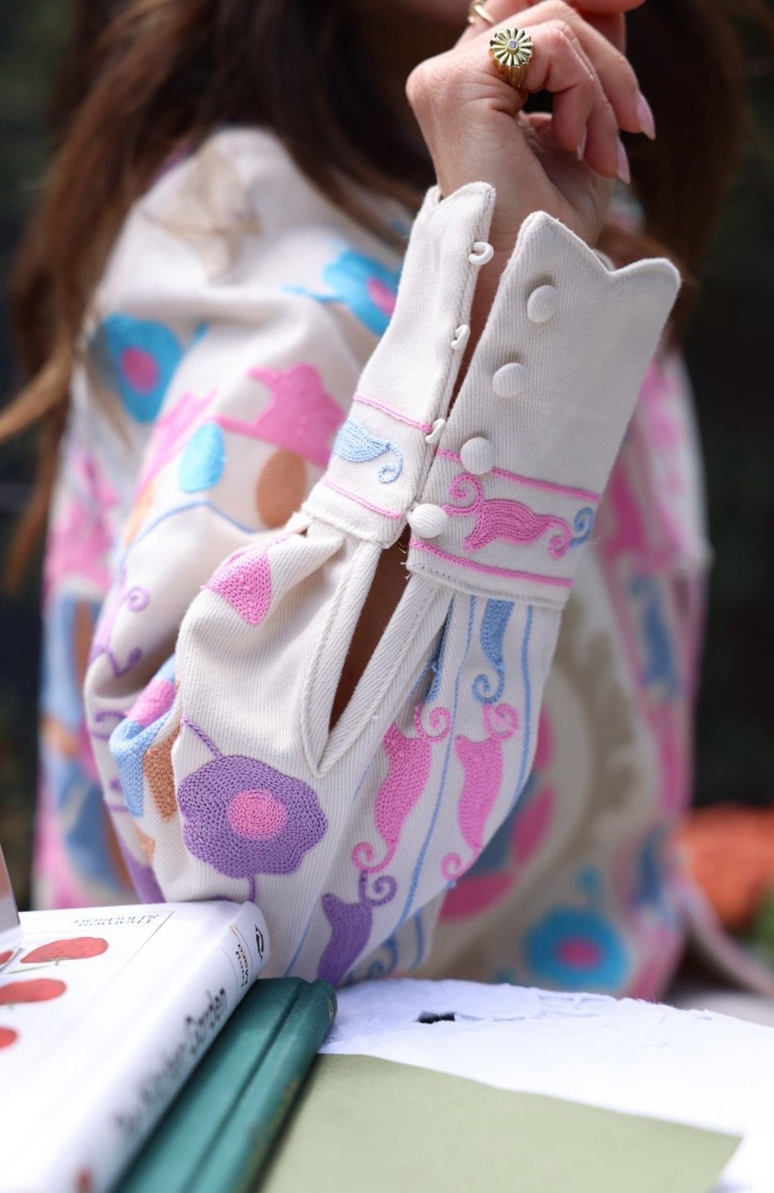 Christie pink floral embroidered jacket