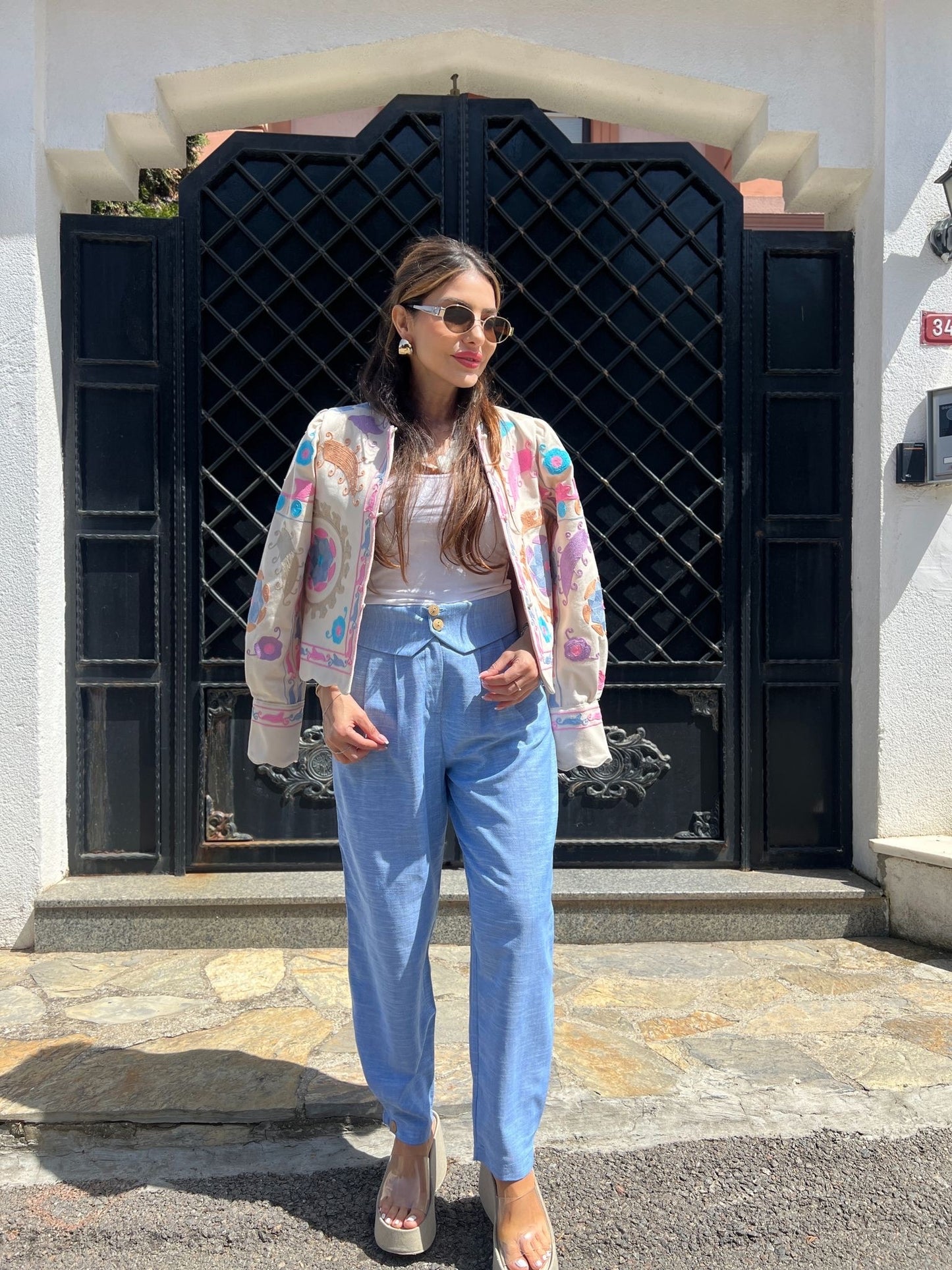 Christie pink floral embroidered jacket