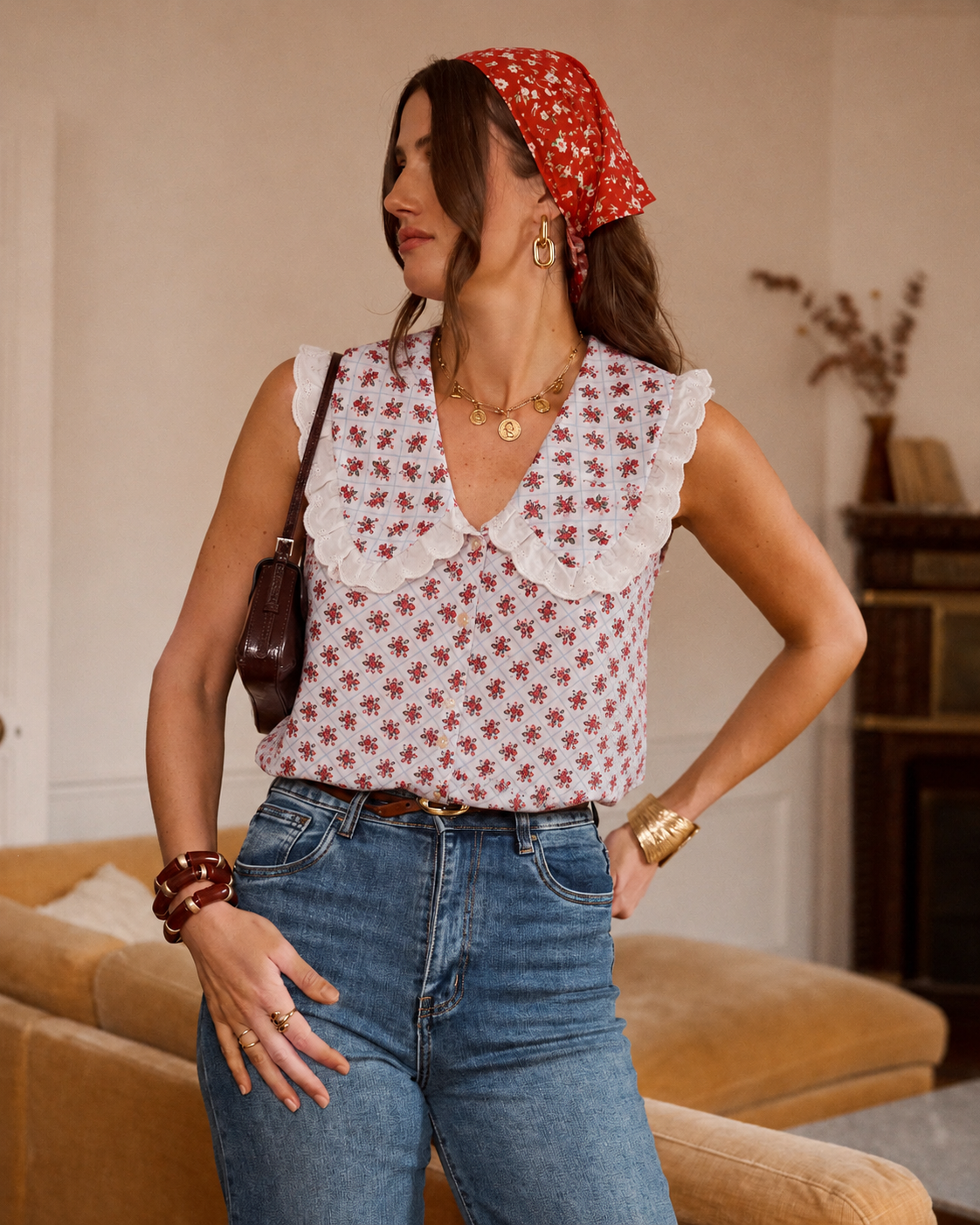 Imelda floral Peter Pan blouse