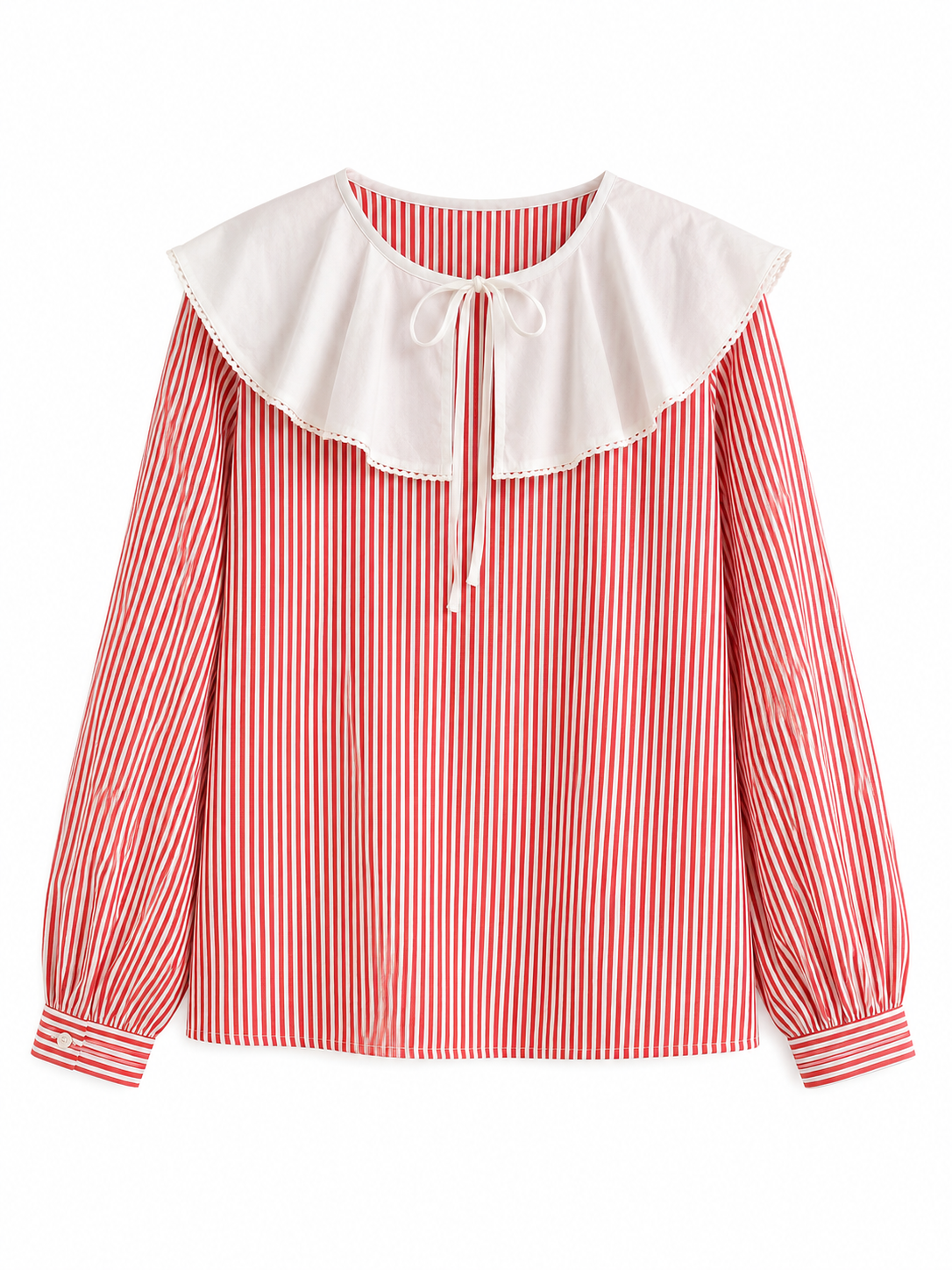 Clara red stripe Peter Pan collar blouse