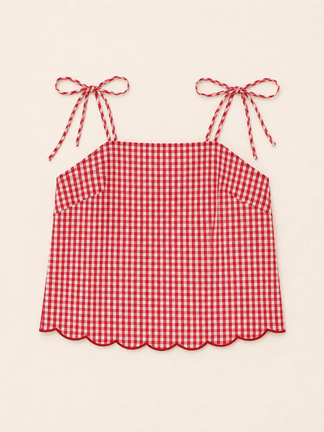 Kiera red scalloped gingham top