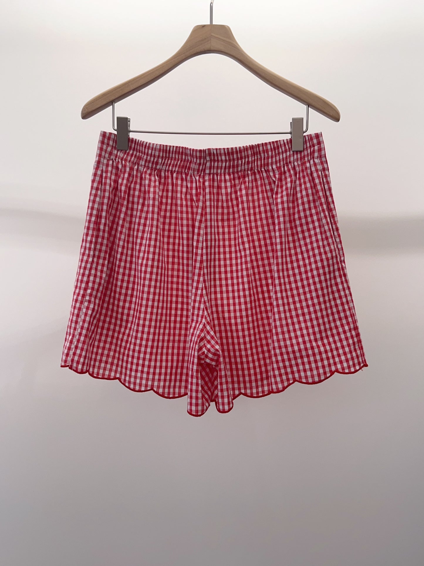 Kiera red scalloped gingham shorts